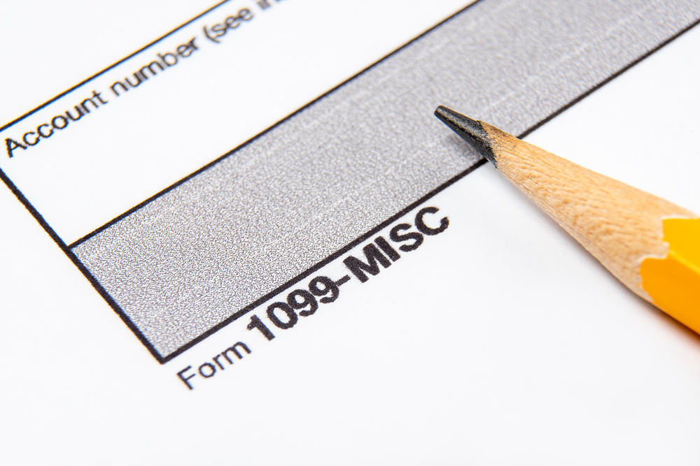 Close up of tax Form 1099-MISC with pencil
