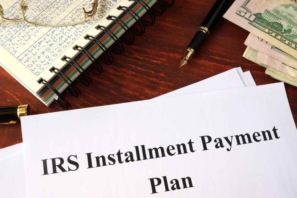 IRS payment plan paperwork and bills